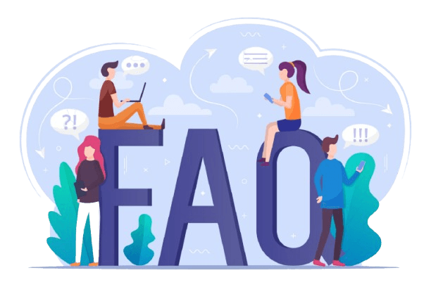 FAQ illustration showing customer support and reviews